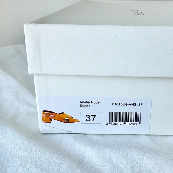 BY FAR Nude Suede Anelia Sandals with Crossover Straps - Picture 12 of 15